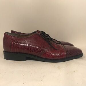 Stacy Adams Genuine Snake Burgundy Leather Dress Shoes Men's 12M Square Toe